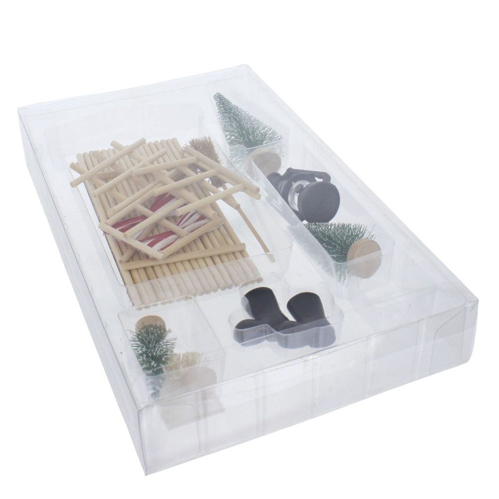 MICA Weihnachtsfigur Dekoset Wichteltür - 17 Teile - ca. 7,5 x 15 x 0,8 cm