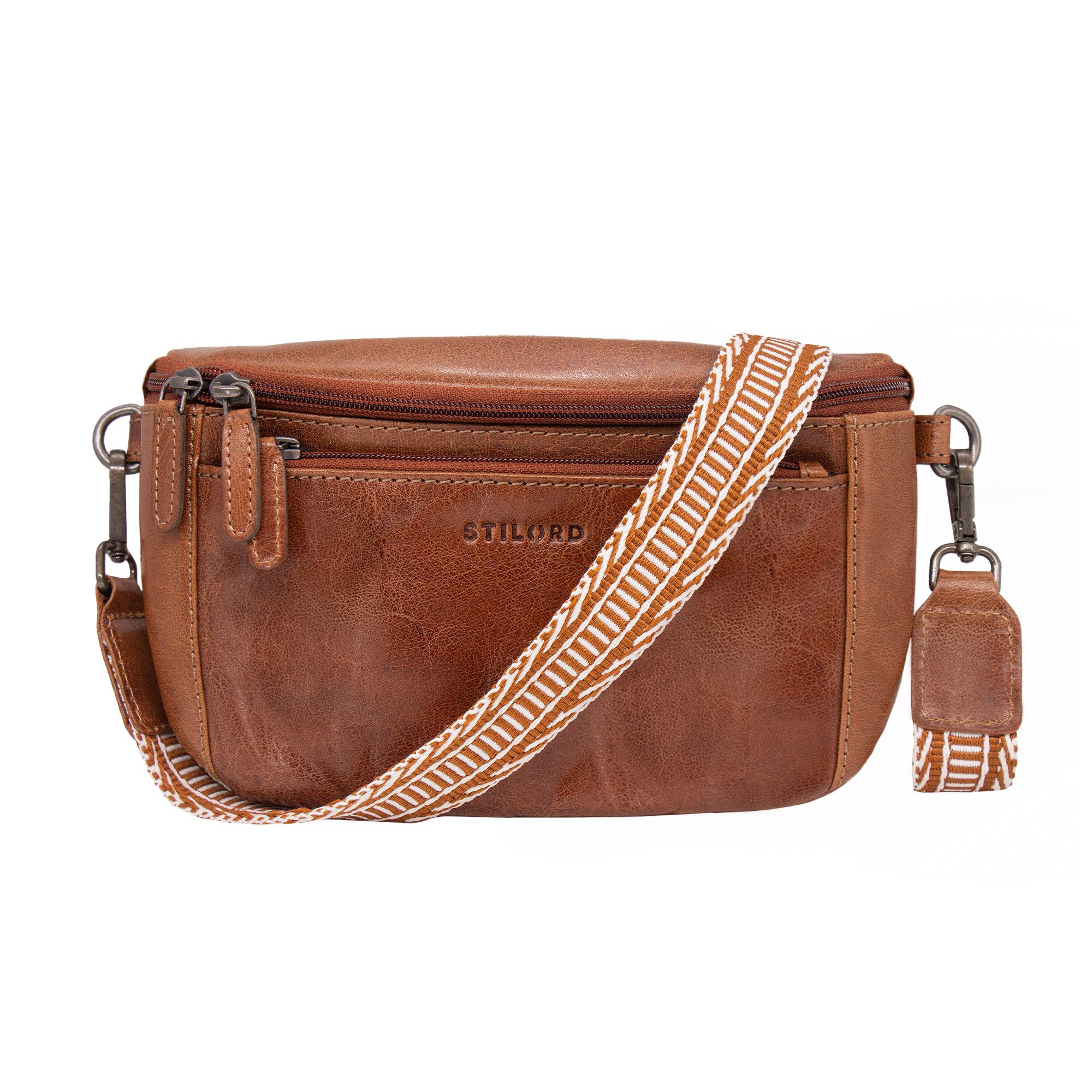 Bauchtasche "Iowa" Crossbody Bag Damen Leder 2 in 1 Leder Bauchtasche