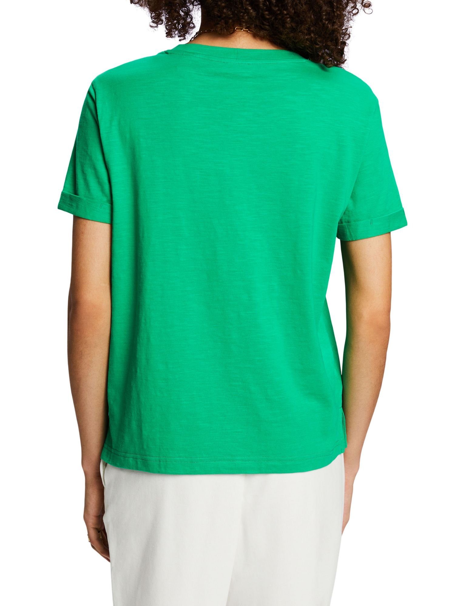 mit GREEN (1-tlg) T-Shirt U-Ausschnitt Slub-Struktur T-Shirt Esprit und
