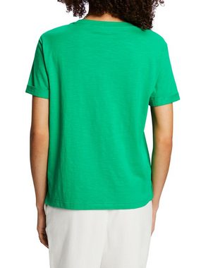 Esprit T-Shirt Slub-T-Shirt mit U-Ausschnitt (1-tlg)