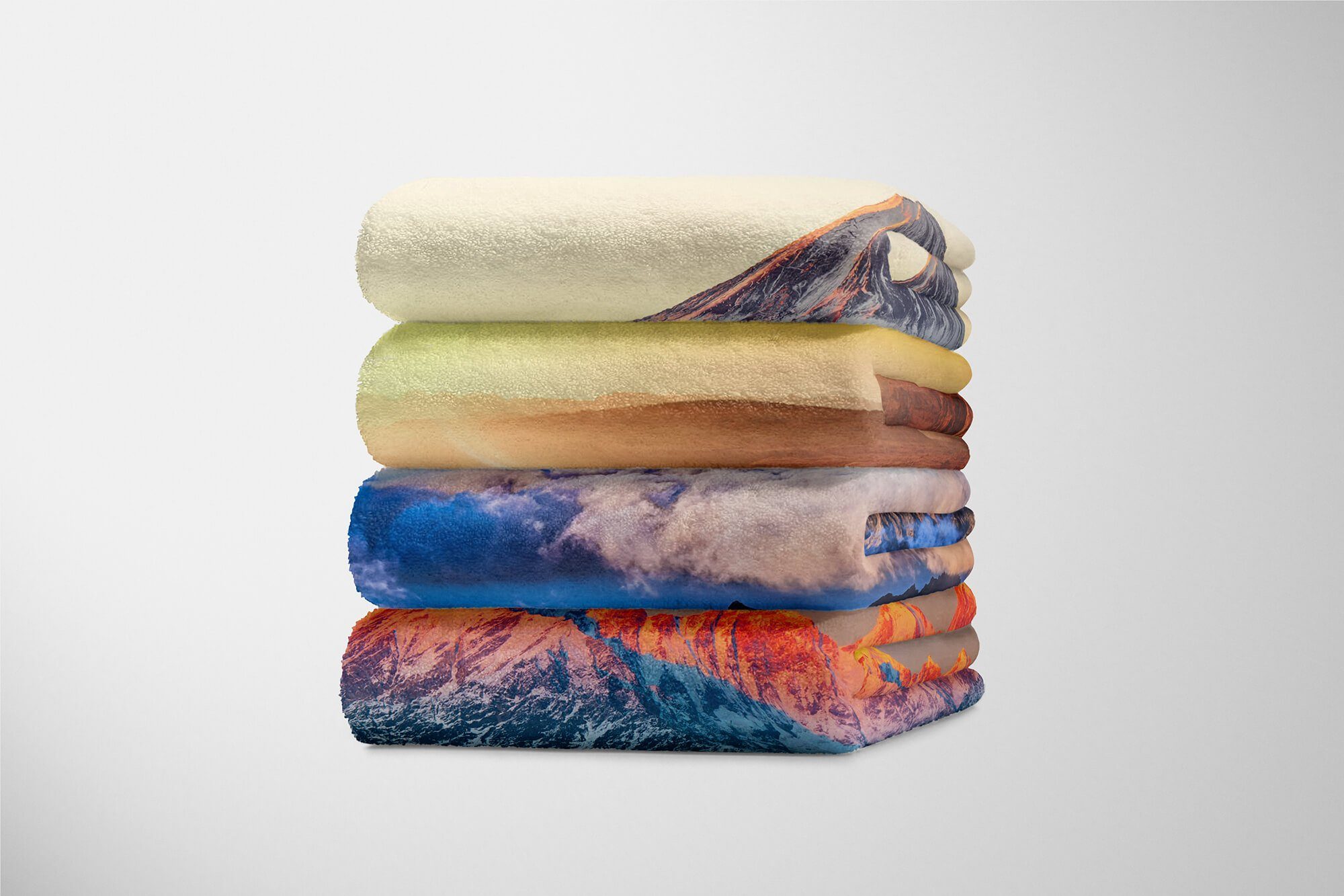 Sinus Art Handtücher Saunatuch Wolken Bergkette, Berge (1-St), Strandhandtuch Handtuch Handtuch mit Baumwolle-Polyester-Mix Fotomotiv Kuscheldecke
