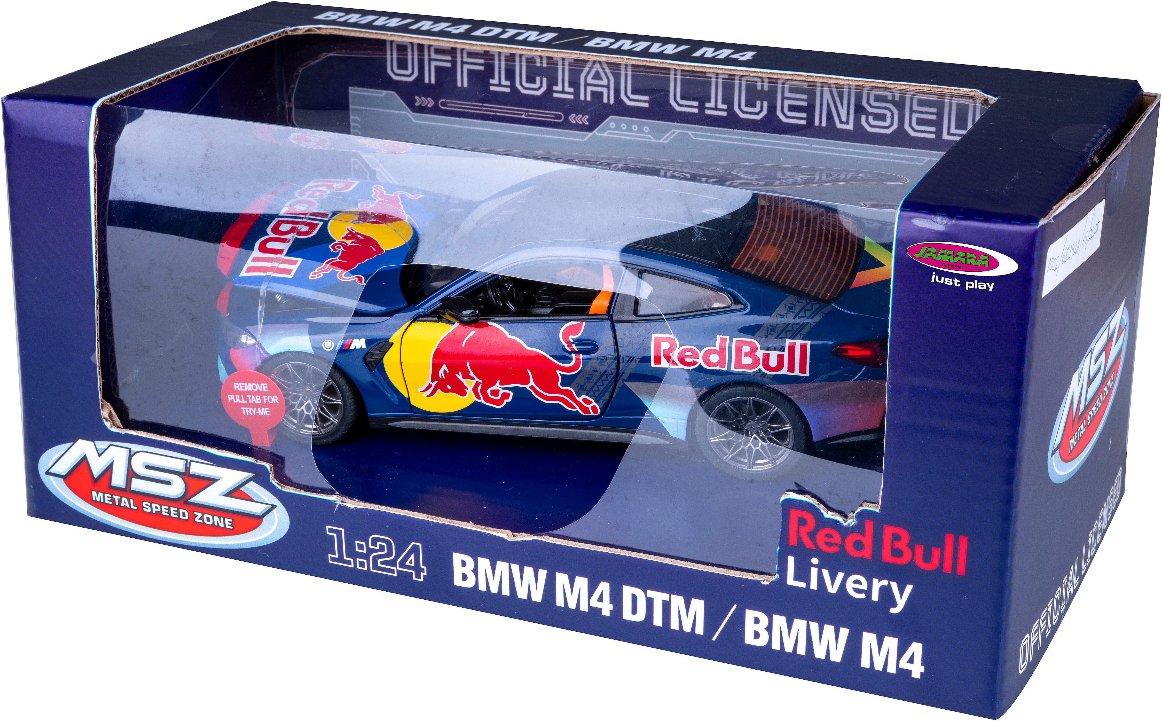 Jamara Spielzeug-Auto Diecast BMW M4 blau inklusive Batterien, LED Licht; Maßstab 1:24