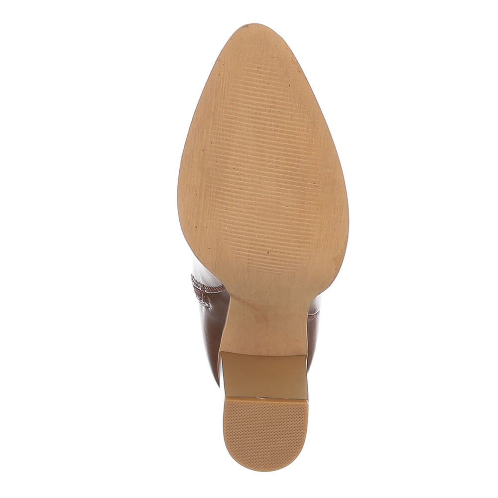 Ital-Design Eleganter Stiefel mit Blockabsatz und Metalliceinsatz Westernstiefel (65394605) Blockabsatz Stiefel in Camel – Bild 3 von 5