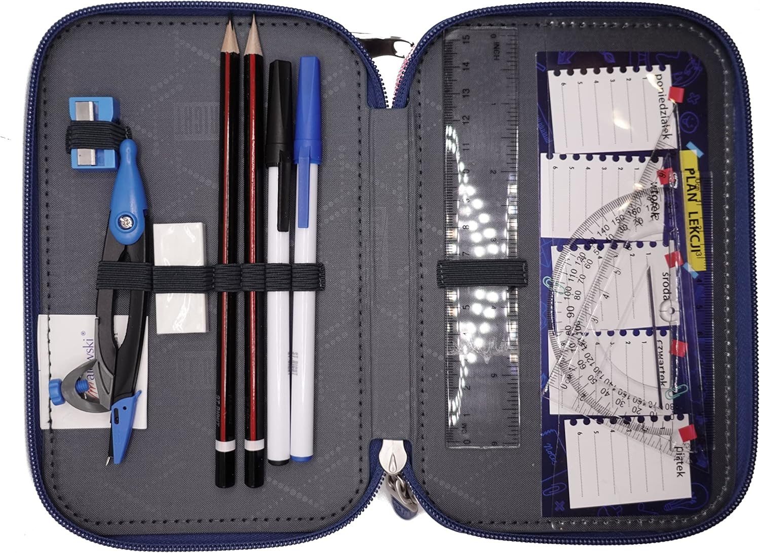 GOLDKIDS Federmäppchen St. Right XXL Federtasche Federmappe 46-teilig, (gefüllte Schüleretui, 1-tlg., 3-stöckig 19 x 13 x), 7 cm inkl. Hausaufgabenheft Lazy Cats Katzen