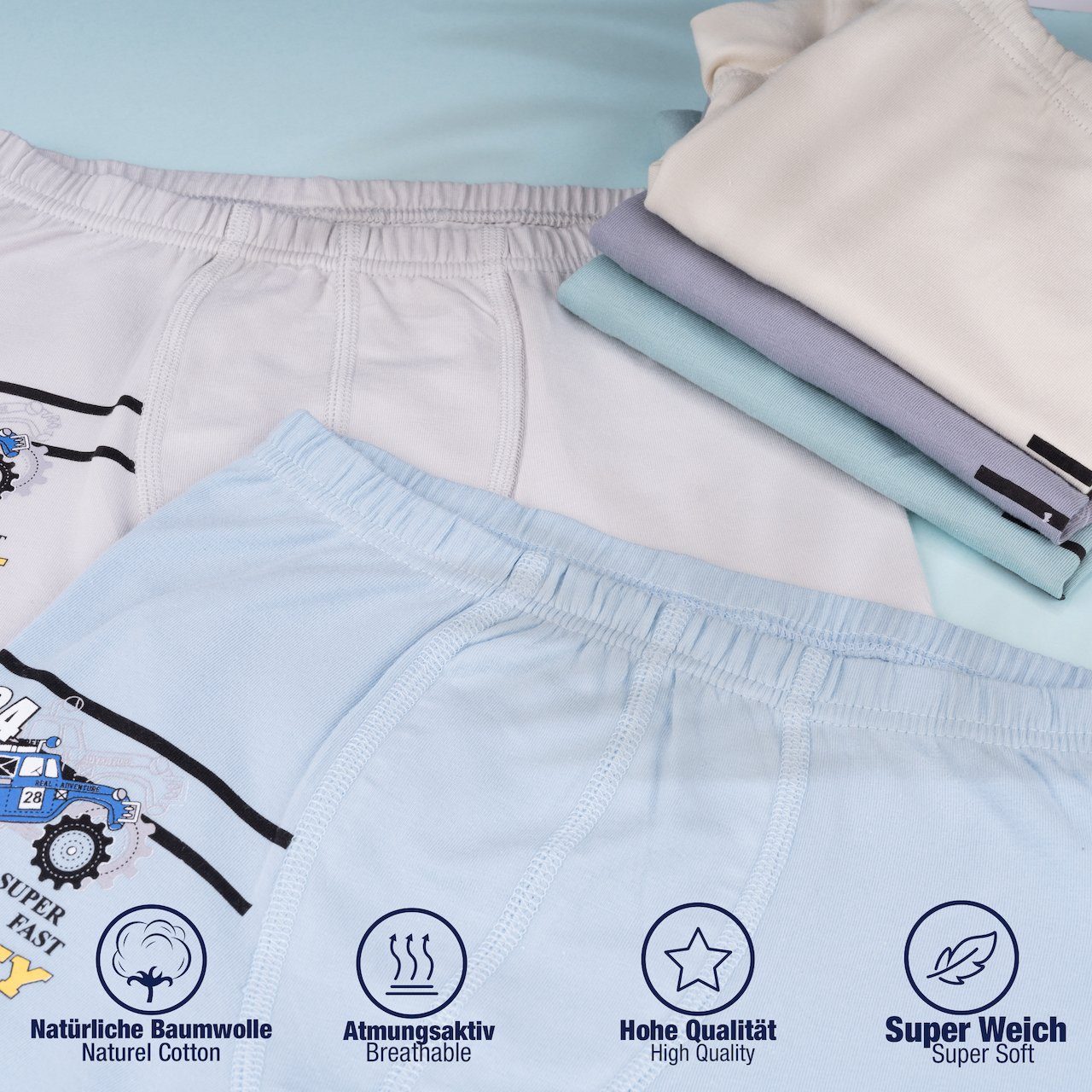 LOREZA Boxershorts 10er Set Jungen Boxershorts - Rallye - Bunt (Spar-Packung, 10-St)