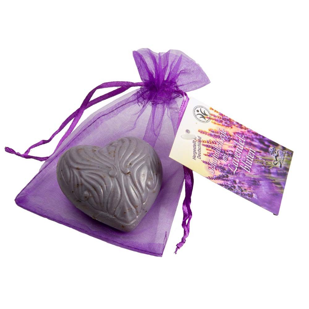 Saling Handseife Schafmilchseife - Lavendel Herz im Organza 65g