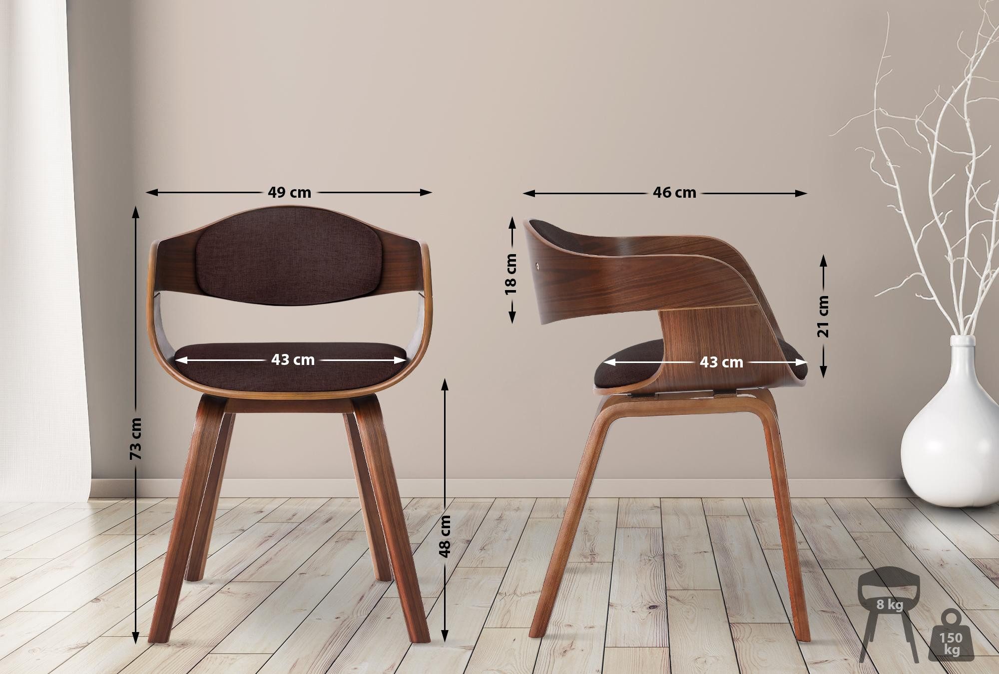 CLP Esszimmerstuhl Kingston Stoff (2er Set), günstig online kaufen