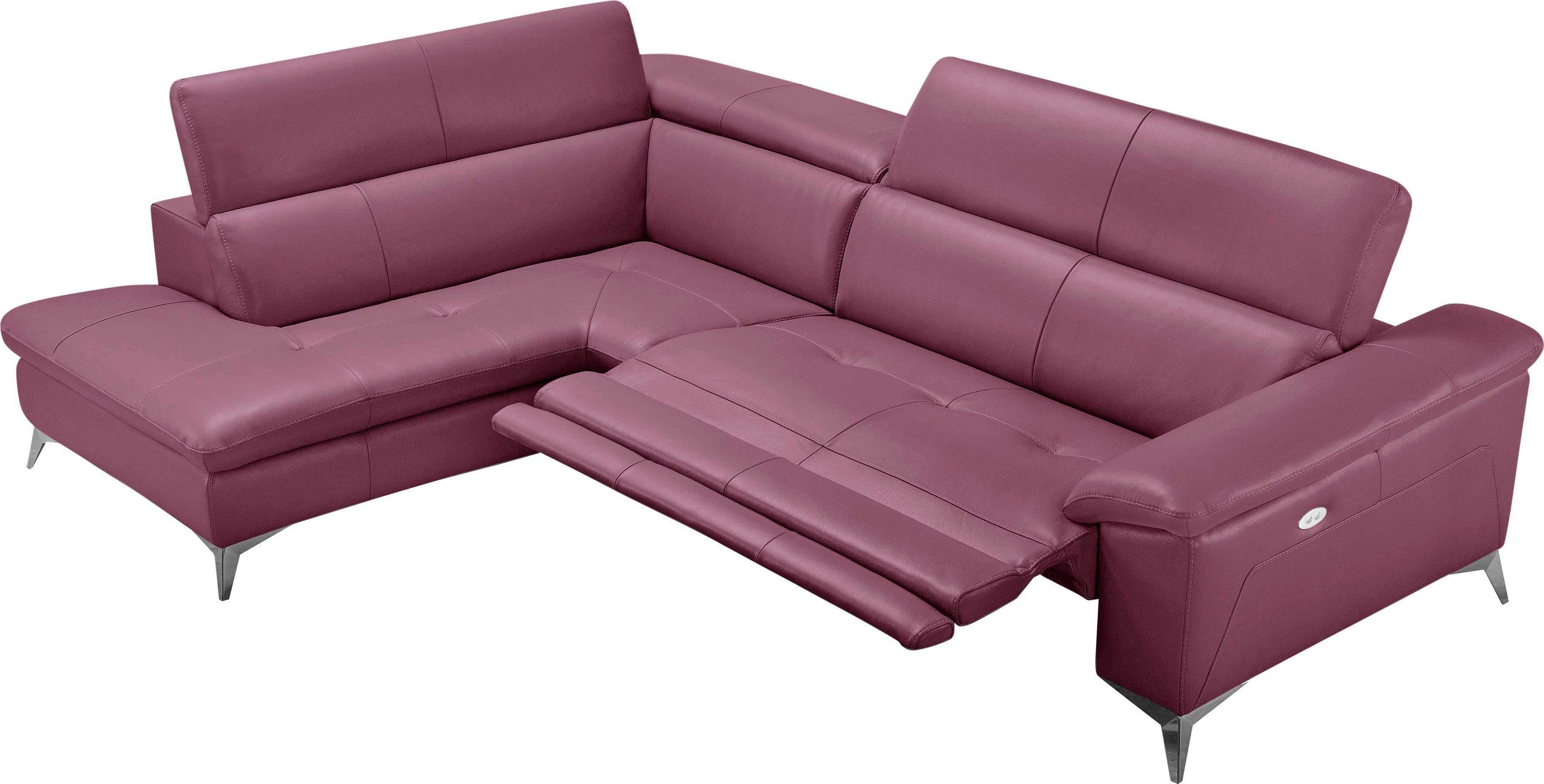 Egoitaliano Ecksofa Martine, Multifunktionssofa mit Komfortfunktionen, edel und bequem, mit Ottomane, elektrischer Relaxfunktion und Kopfteilverstellung