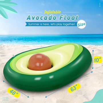 LENBEST Luftmatratze Aufblasbare Avocado Luftmatratze Wasser, (Aufblasbare Pool Floß mit Balls Sommer Pool Spielzeug, Schwimmerpartyspielzeug für Kinder Erwachsene - 63×48×10 Zoll)