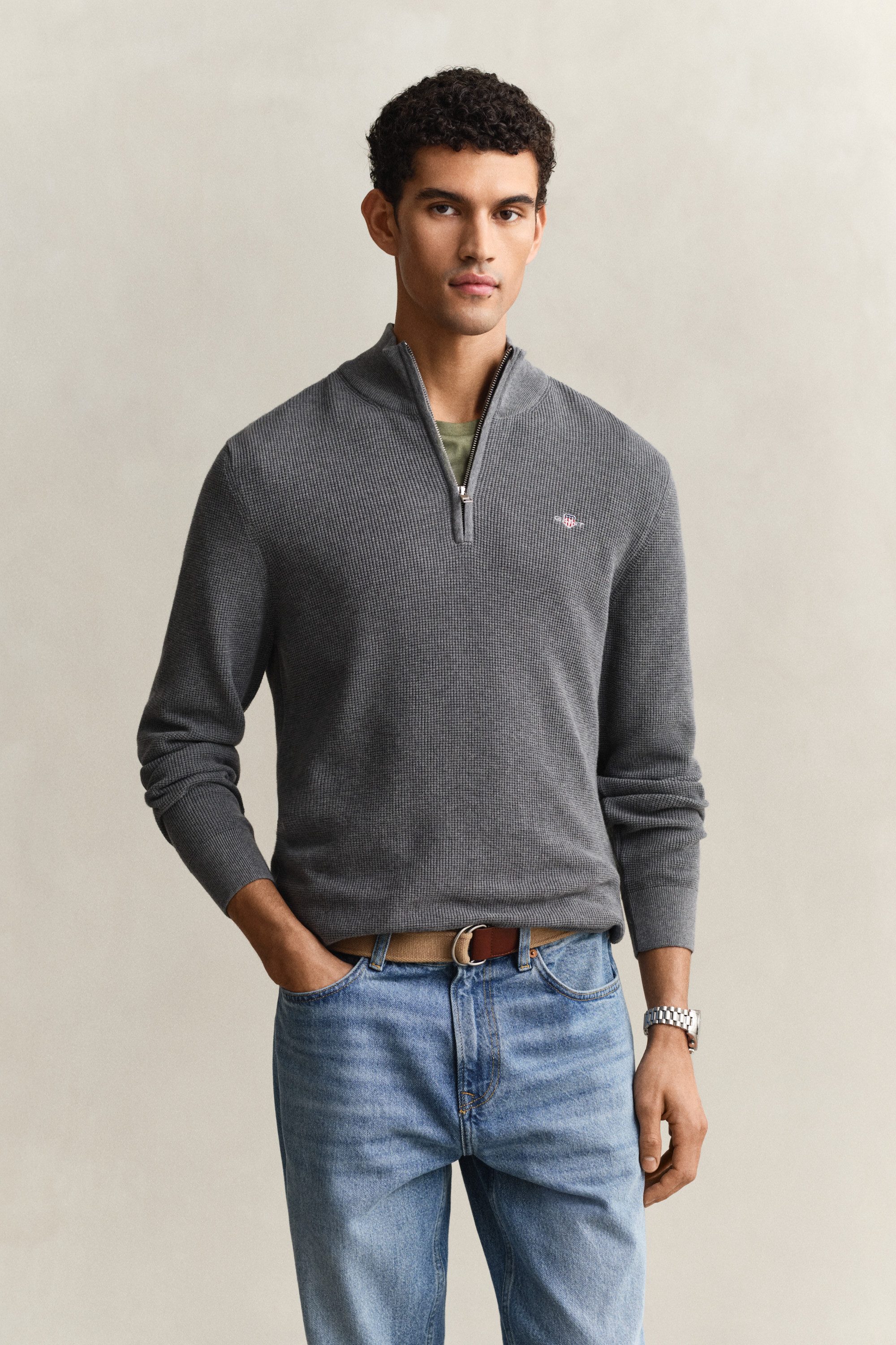 Gant Troyer MICRO TEXTURED COTTON HALF ZIP Regular fit mit Troyerkragen