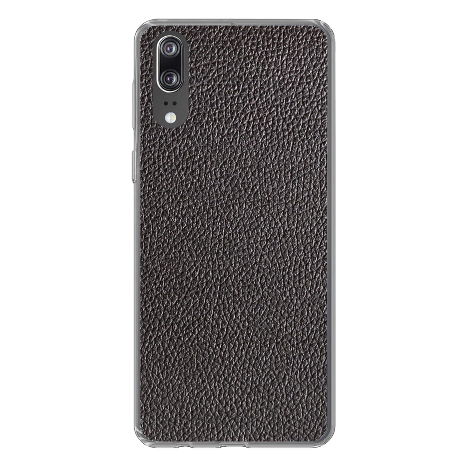 MuchoWow Handyhülle für Huawei P20 Leder - Lederoptik - Schwarz - Hell, Handy Case, Silikon, Bumper Case Dünn
