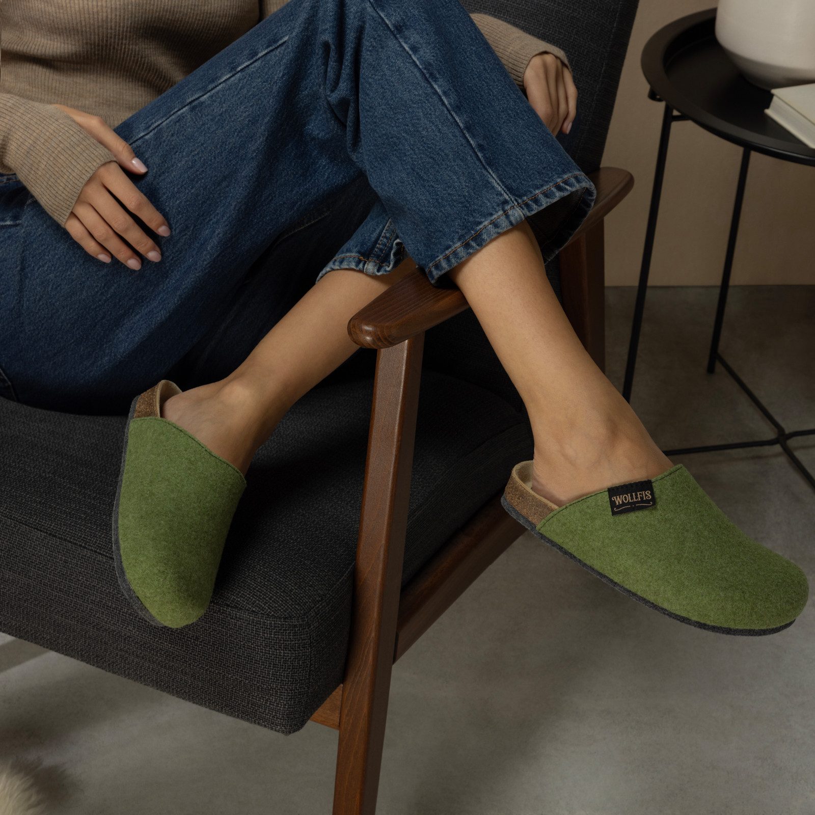 Pantoffelmann Bio Filzclog mit Korkfußbett ABS-Filzsohle Herren Damen Filz Pantoffel Hausschuh (1 Paar) hoher Tragekomfort, angenehme Passform
