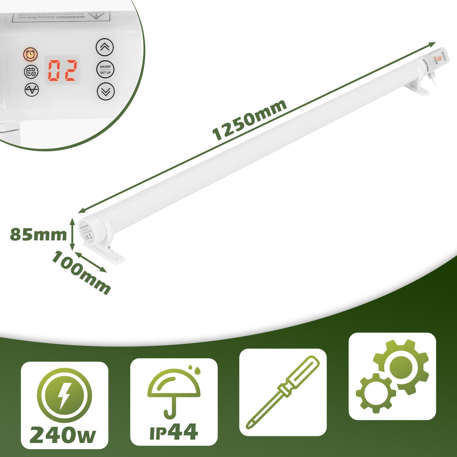 Clanmacy Heizgerät Gewächshausheizung Elektrische Stabheizung Gardineer Hei günstig online kaufen