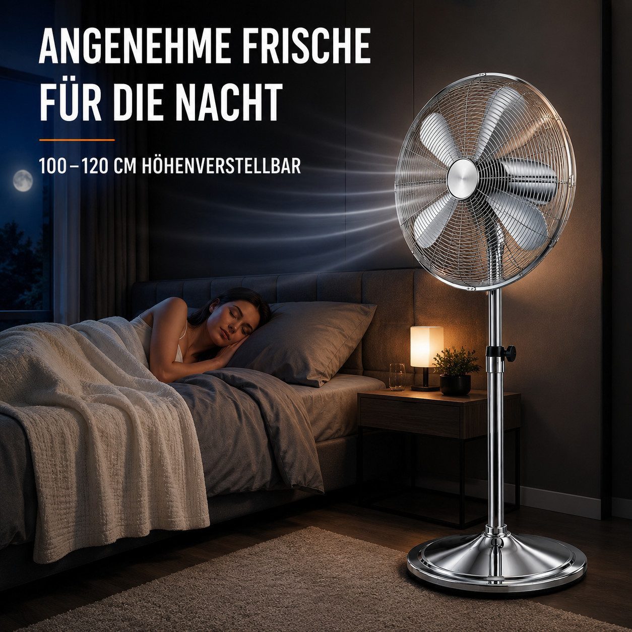 Ertex Standventilator Edelstahl Standventilator Turmventilator Ventilator 50 Watt 120 cm BIG