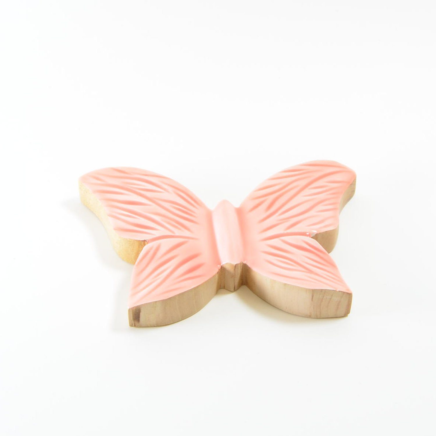 Schmetterling Holz aus Keramikoberfläche Gehlmann 14 Dekofigur H mit rosa cm Dekofigur