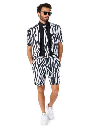 Opposuits Kostüm Shorts Suit Zazzy Zebra, Kurzärmeliger Anzug für die Sommersafari