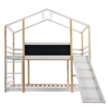 BlingBin Kinderbett Baumhaus mit Rutsche & Leiter 90 x 200 cm Hochbett für Kinder (1er Set, 1-tlg., 2 Bettseiten), 2X Lattenrost, Etagenbett, bis 120 kg