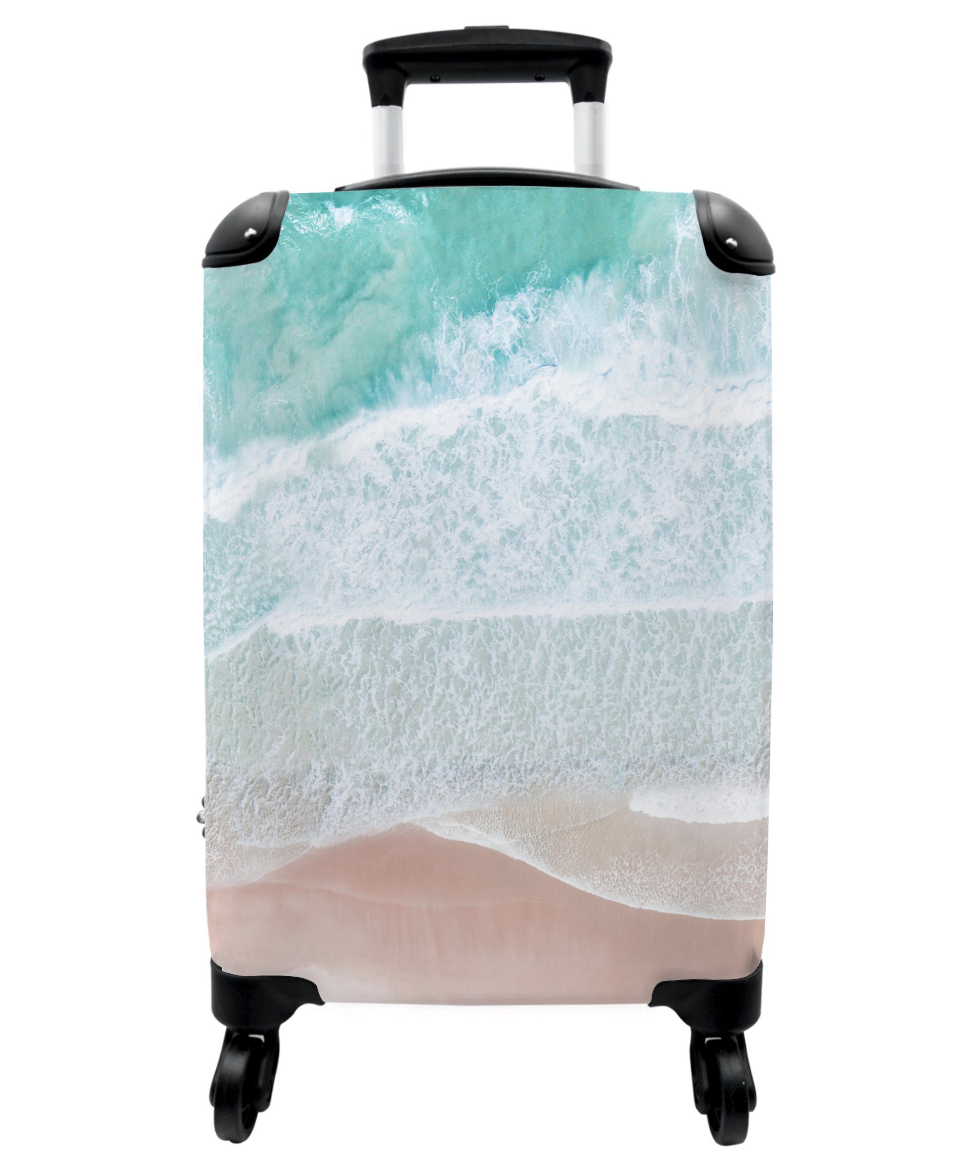 NoBoringSuitcases.com© Handgepäckkoffer 55x35x20cm Meer - Strand - Blau - Natur, 4 Rollen, Handgepäck Trolley Rollkoffer Kleine Reisekoffer mit 4 Rollen - Cabin