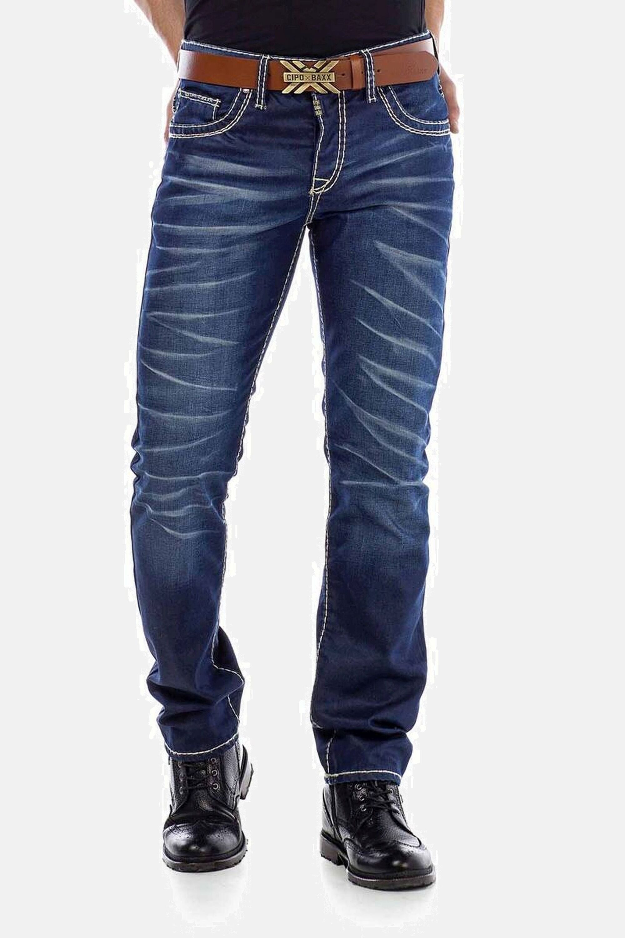 Cipo & Baxx Slim-fit-Jeans Jeans mit scharfen Waschdetails, CD-471