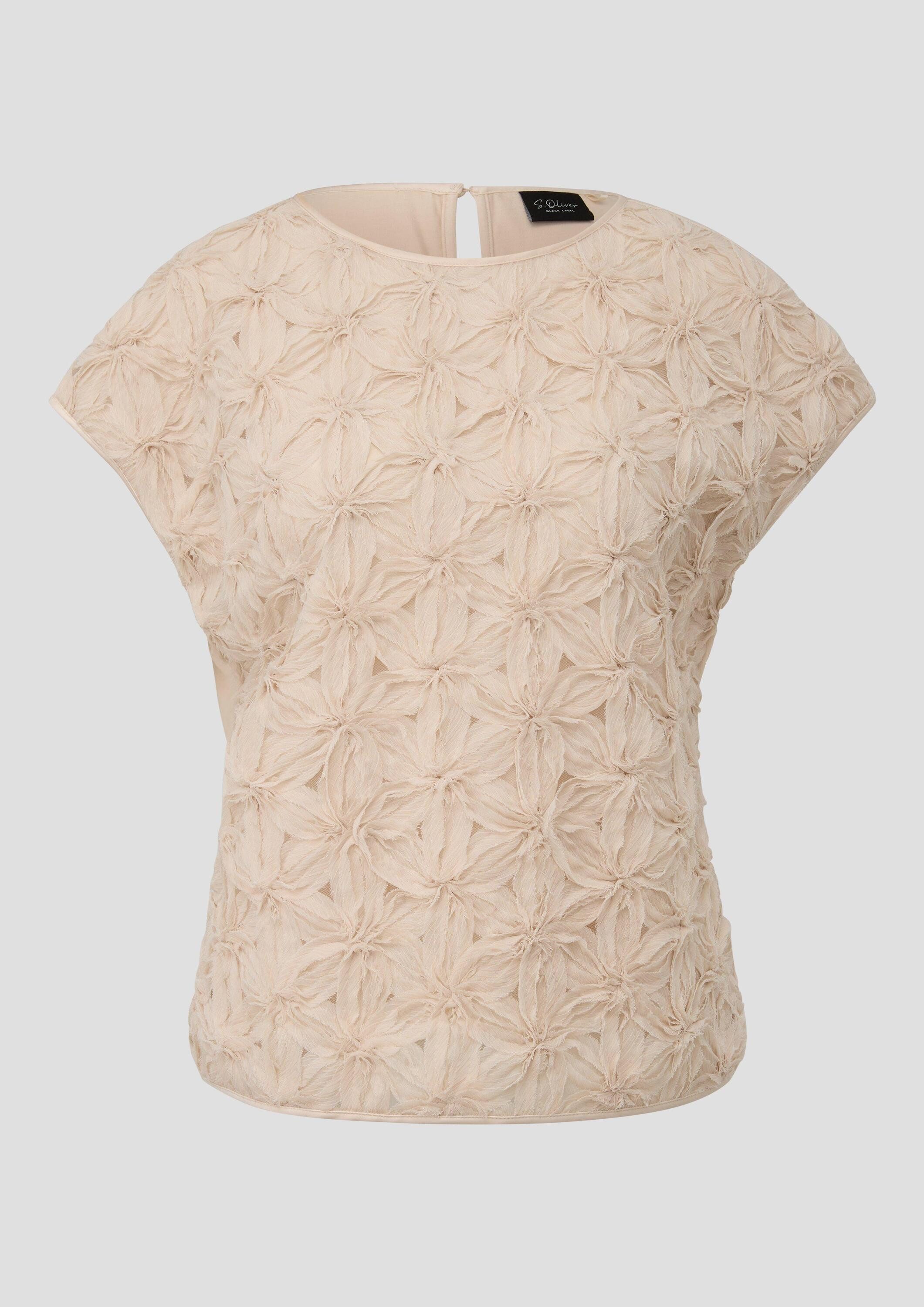 s.Oliver Kurzarmbluse Bluse Leichte Polyester-Bluse mit Viskosefutter