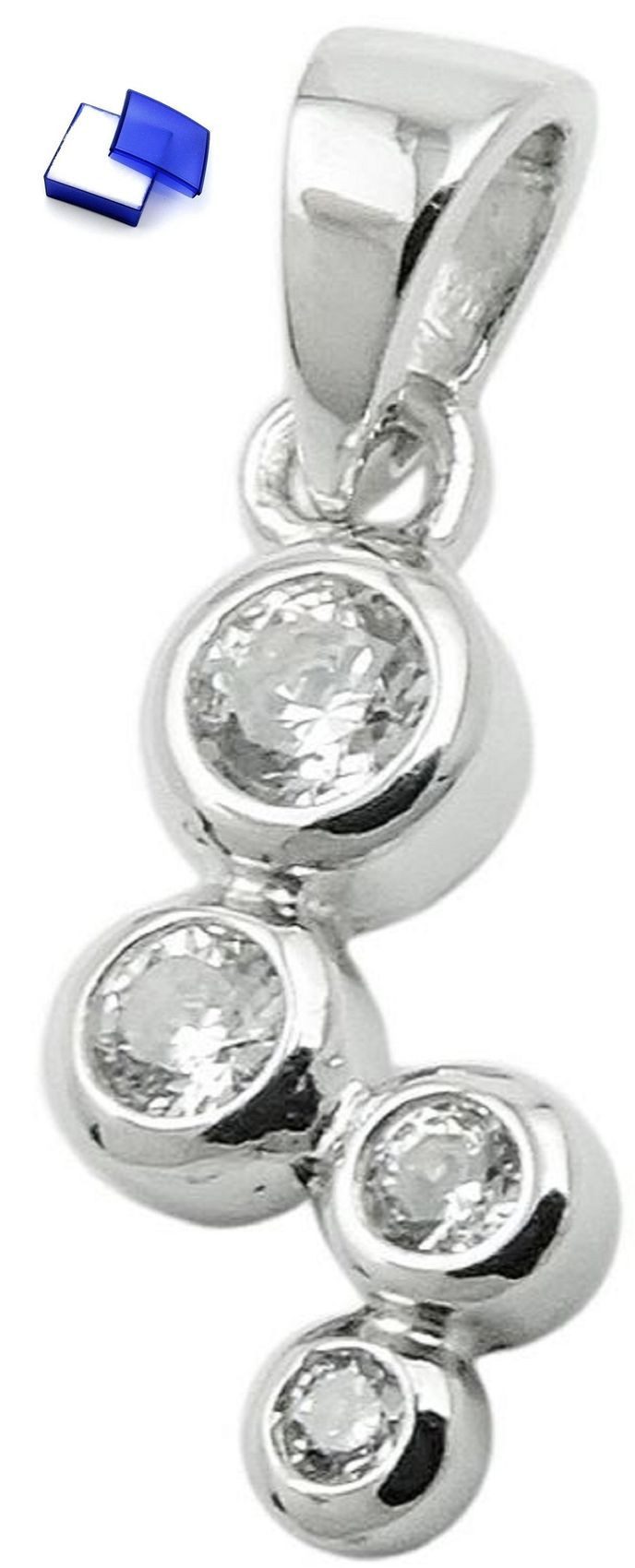 Kettenanhänger Anhänger Zirkonias glänzend rhodiniert 925 Silber 12 x 6 mm