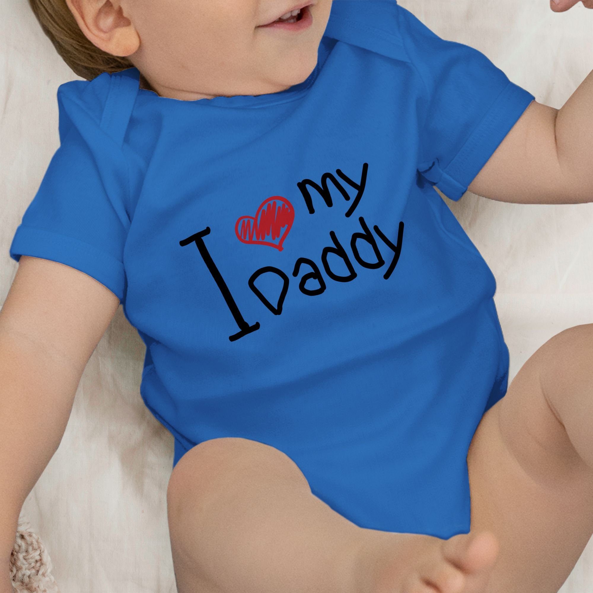 Baby 3 my Geschenk Royalblau Shirtracer I Shirtbody love quer schwarz Daddy Vatertag