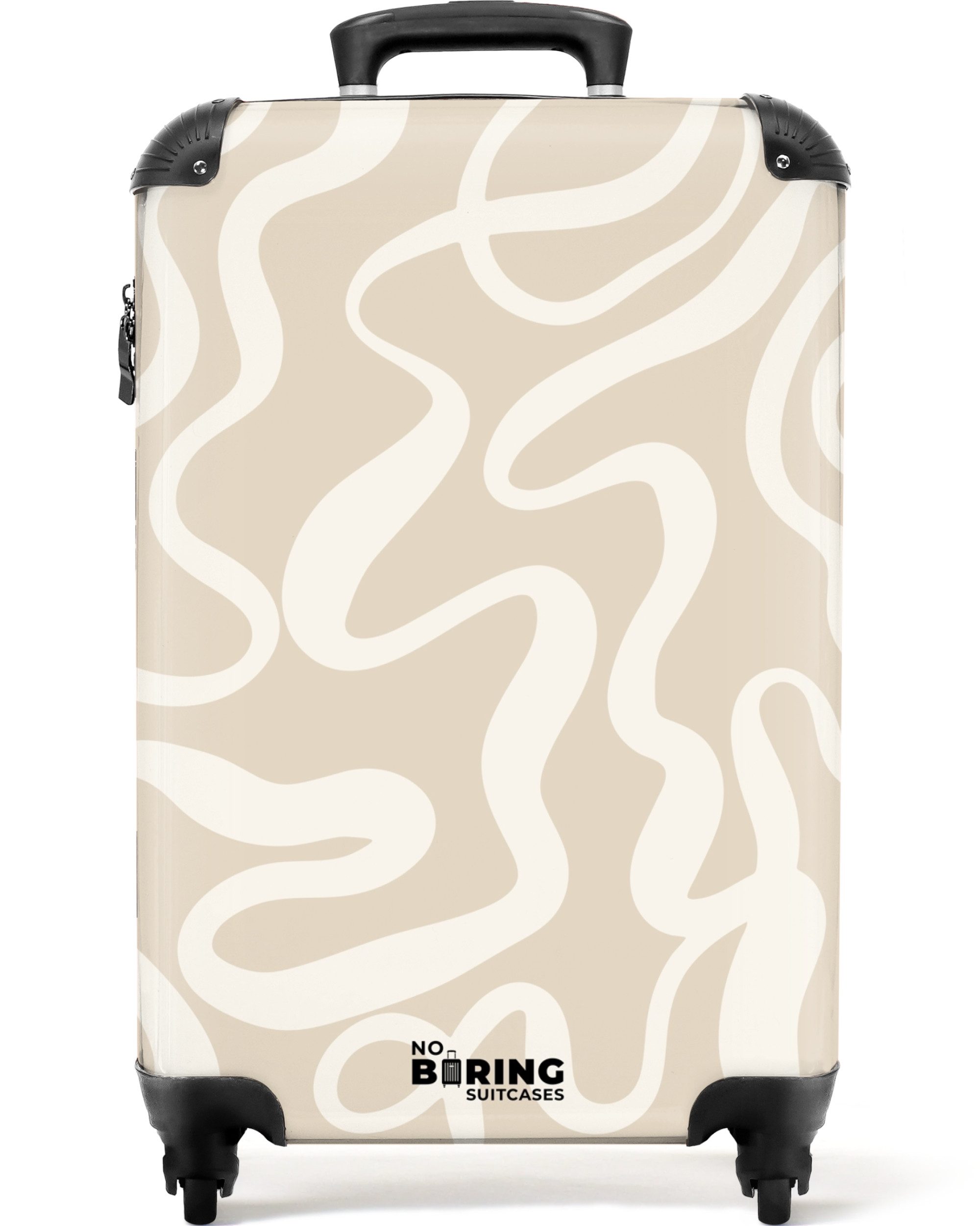 NoBoringSuitcases.com© Hartschalen-Trolley Beige mit weißen abstrakten günstig online kaufen