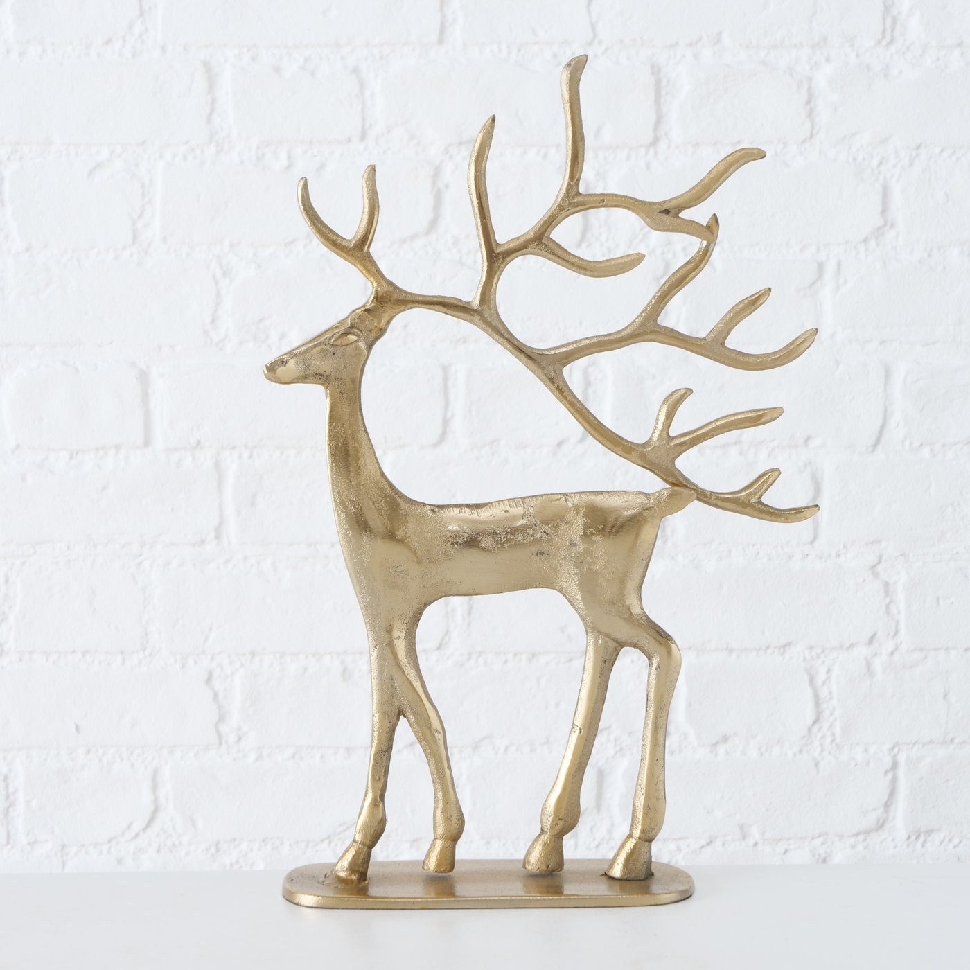 BOLTZE Weihnachtsfigur Dekofiguren-Set Trollah 3-teilige Goldene Hirsche aus Aluminium (3 St)