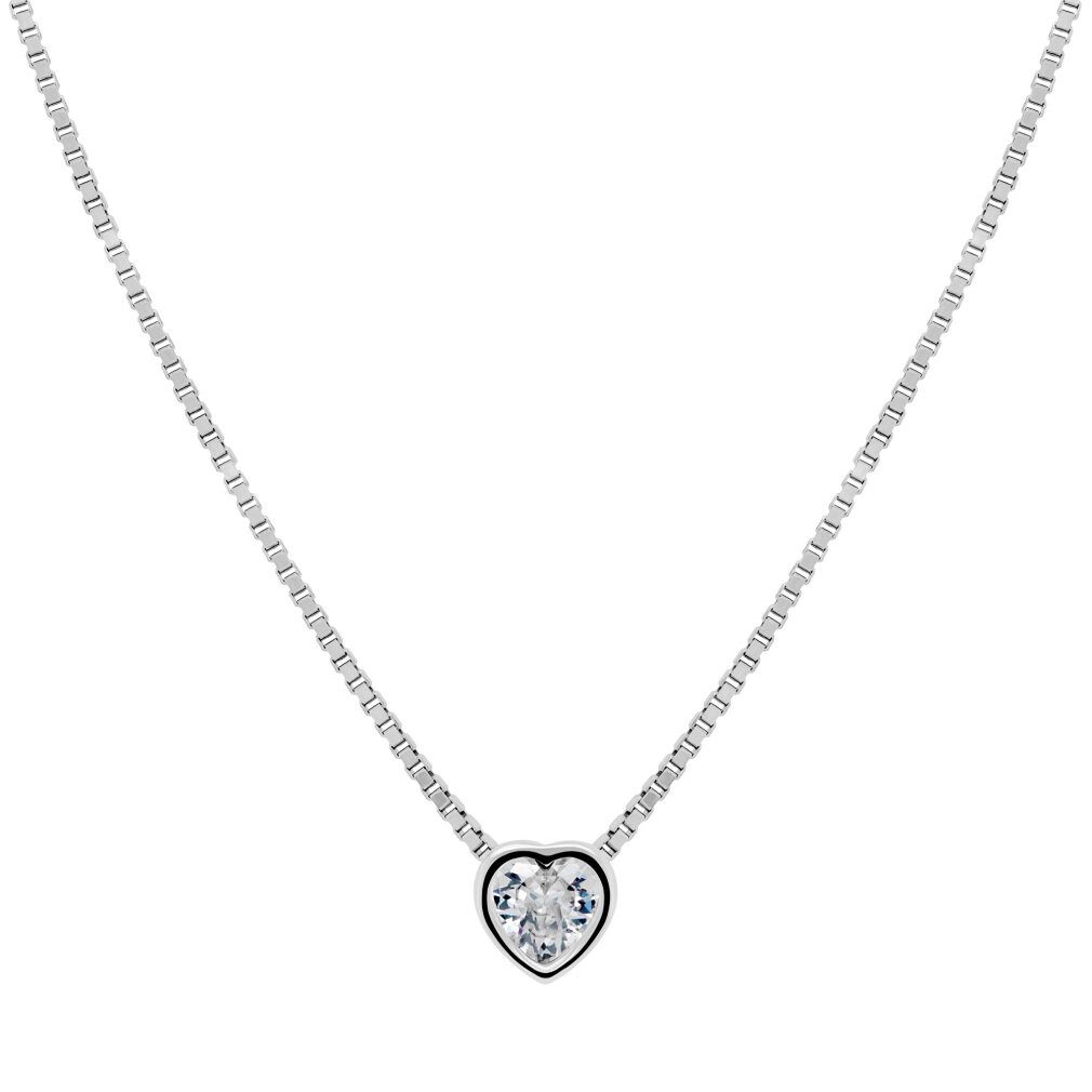 Kette mit Einhänger Charming Silver Heart Necklace NCL26W (Chain, Pendant)