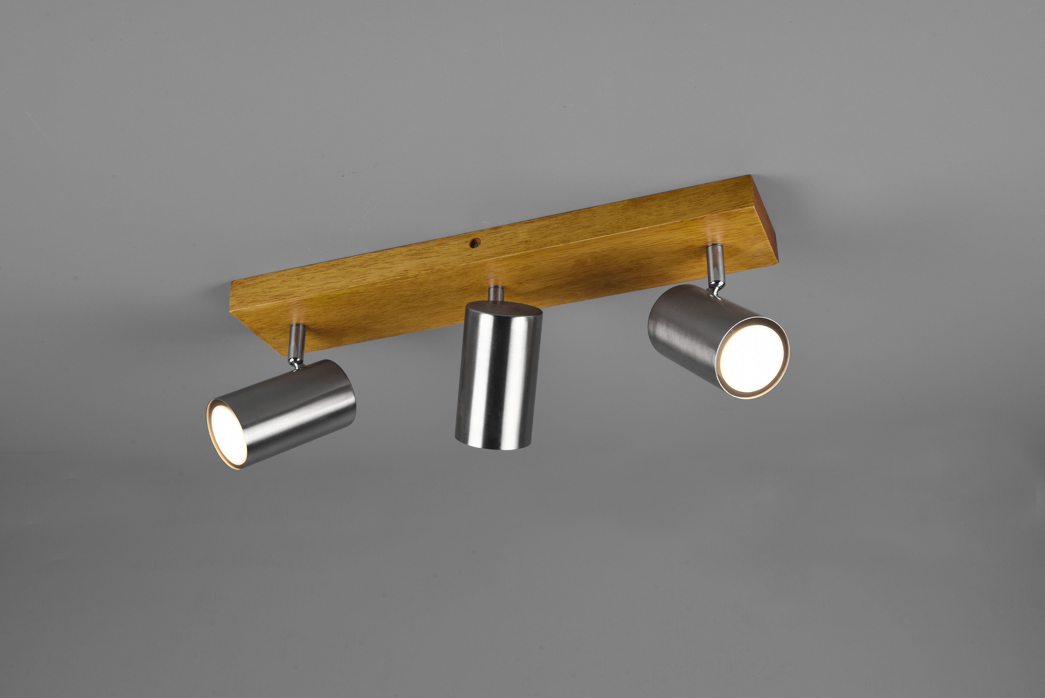 TRIO Leuchten Deckenstrahler Marley, ohne Leuchtmittel, mit Holz Baldachin, Strahler dreh- und schwenkbar