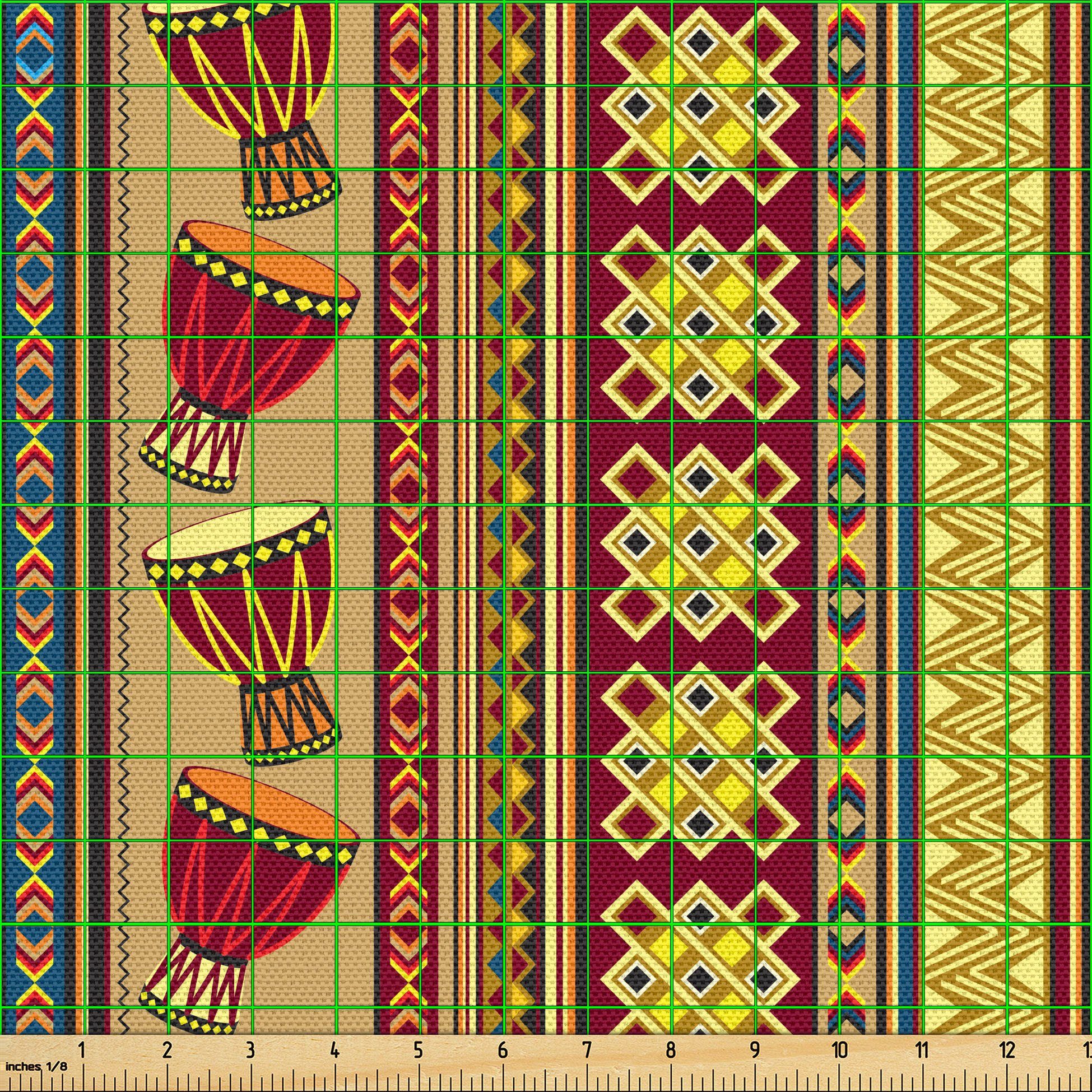 Thumbnail - Abakuhaus Stoff Schön Gewebten Stoff für Polster und Wohnaccessoires, afrikanisch Djembe Drums Geometric