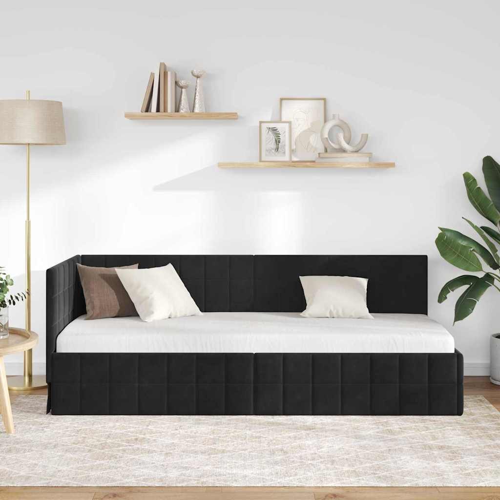 vidaXL Bett Eckbettgestell mit Kopfteil Schwarz 80 cm x 200 cm Samt (1-tlg) günstig online kaufen