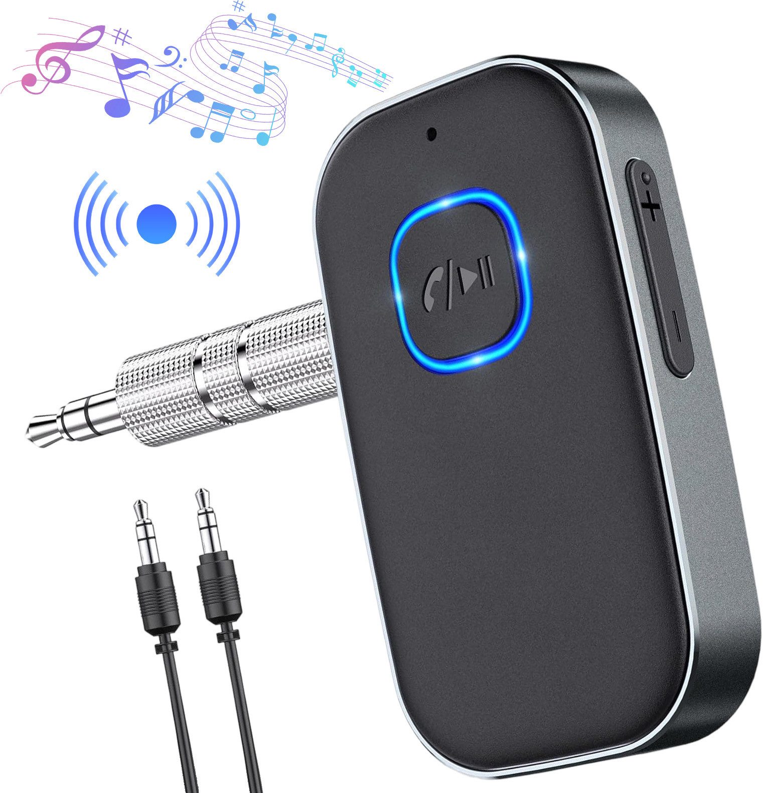REDOM Kabelloser Empfänger Auto HiFi-Musikadapter AUX-Adapter Bluetooth-Adapter 3,5-mm-Klinke zu 3,5-mm-Klinke, Bluetooth 5.0 für Auto Zuhause Freisprechanlage Dual-Verbindung