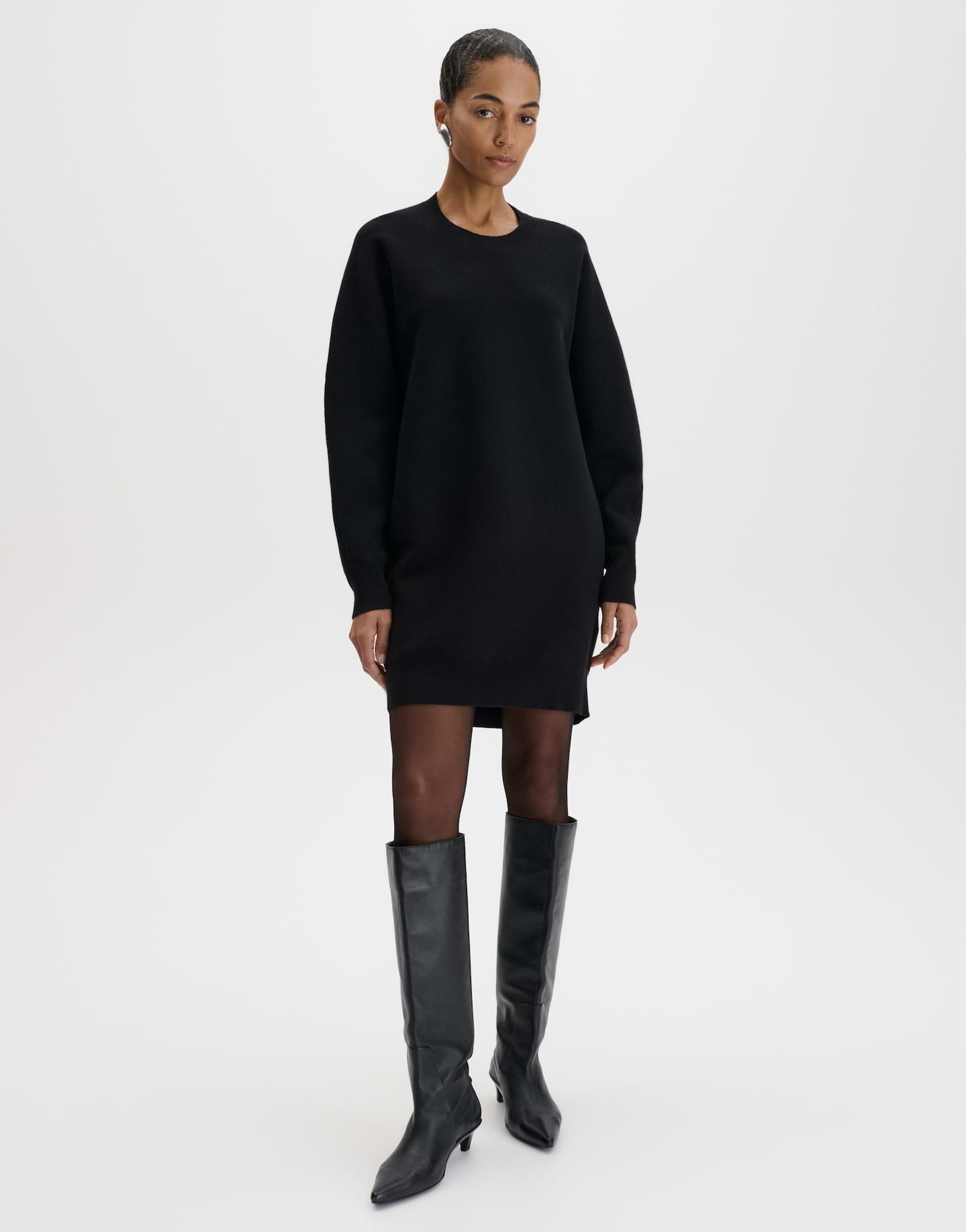 someday Sweatkleid Qacie aus weichem Strick Strickkleid im O-Shape O-Silhouette mit 3/4-Fledermausärmeln und weichem Fall