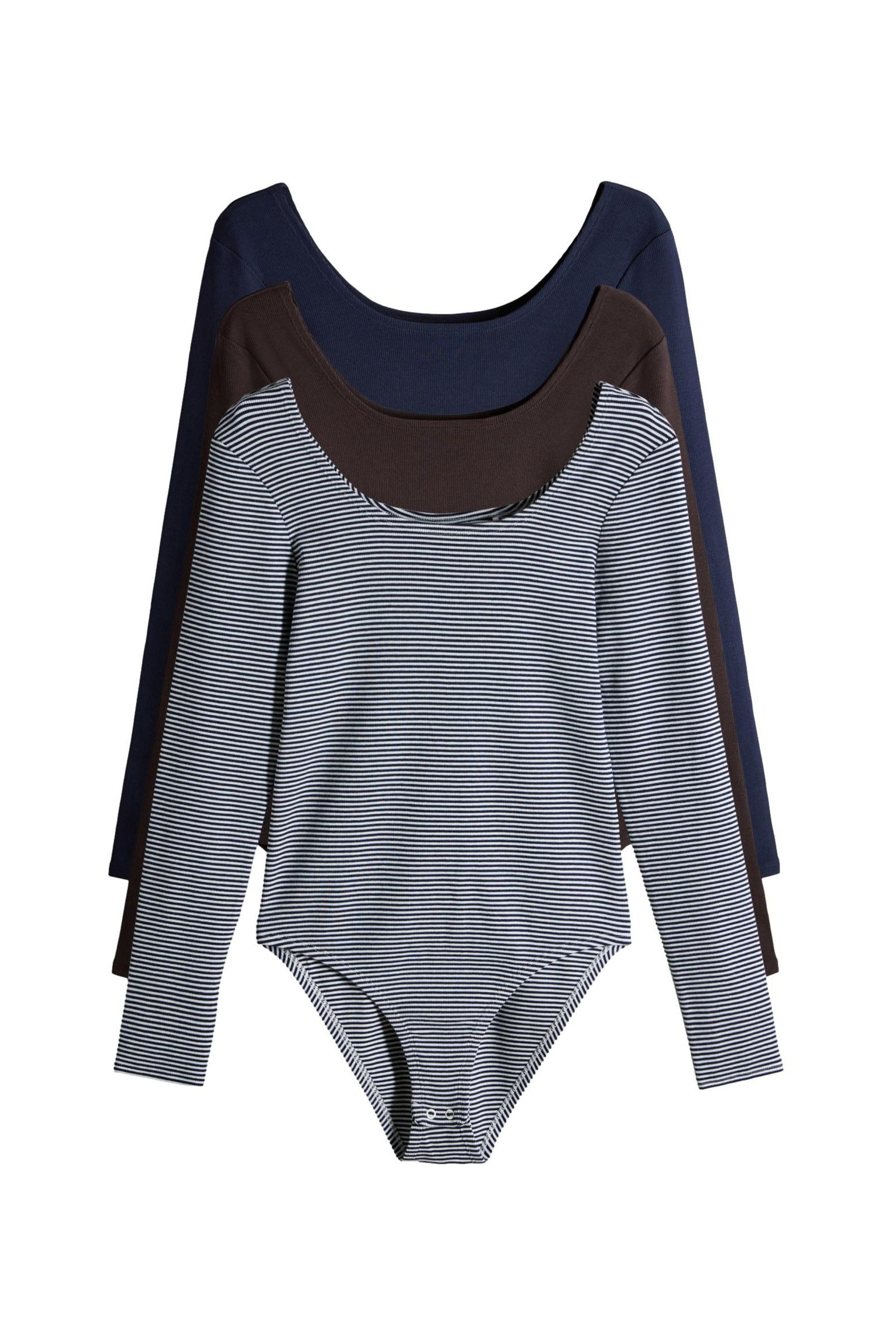 The Set Langarmbody The Set Langarm-Bodys mit U-Ausschnitt, 3er-Pack (3-tlg)