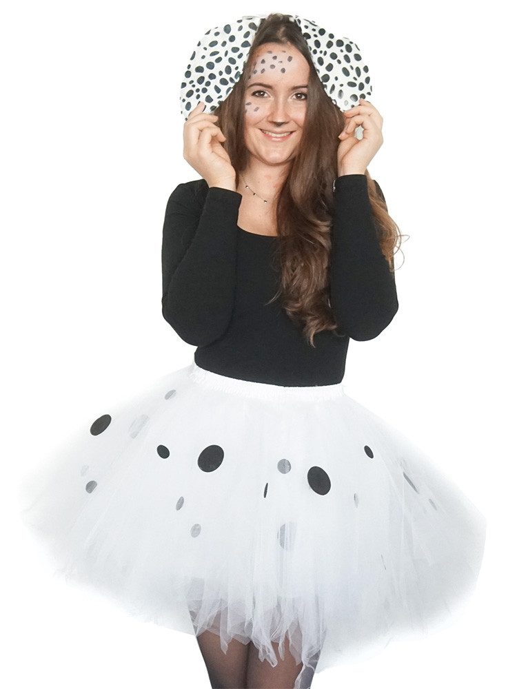 Kostüm Tutu Dalmatiner weiß schwarz