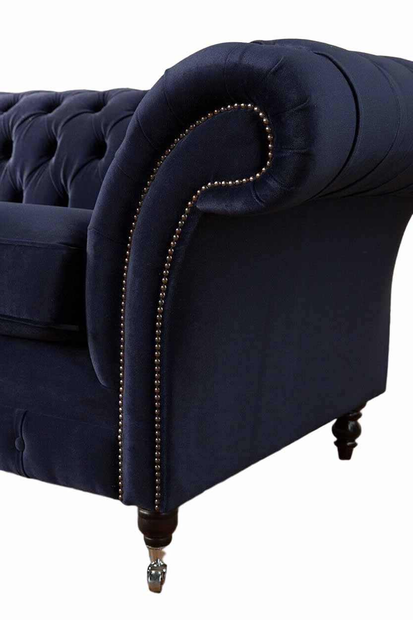 JVmoebel Chesterfield-Sofa, Sofa Chesterfield Klassisch Couch Textil Dreisitzer Wohnzimmer Design