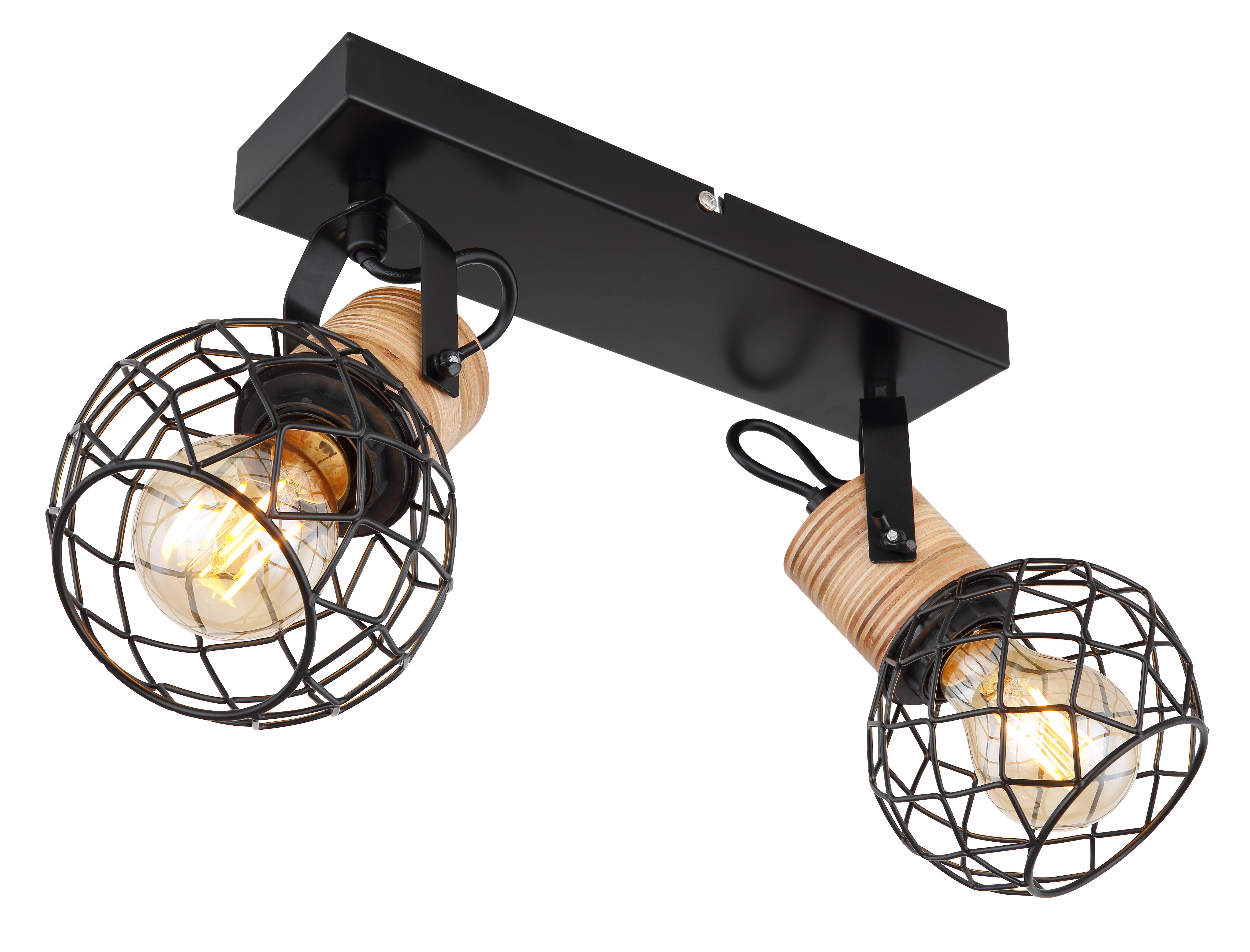 GLOBO LIGHTING Deckenstrahler LACKY, ohne Leuchtmittel, Deckenspot/schwarz/MDF braun/ Flur/Wohnzimmer/Schlafzimmer