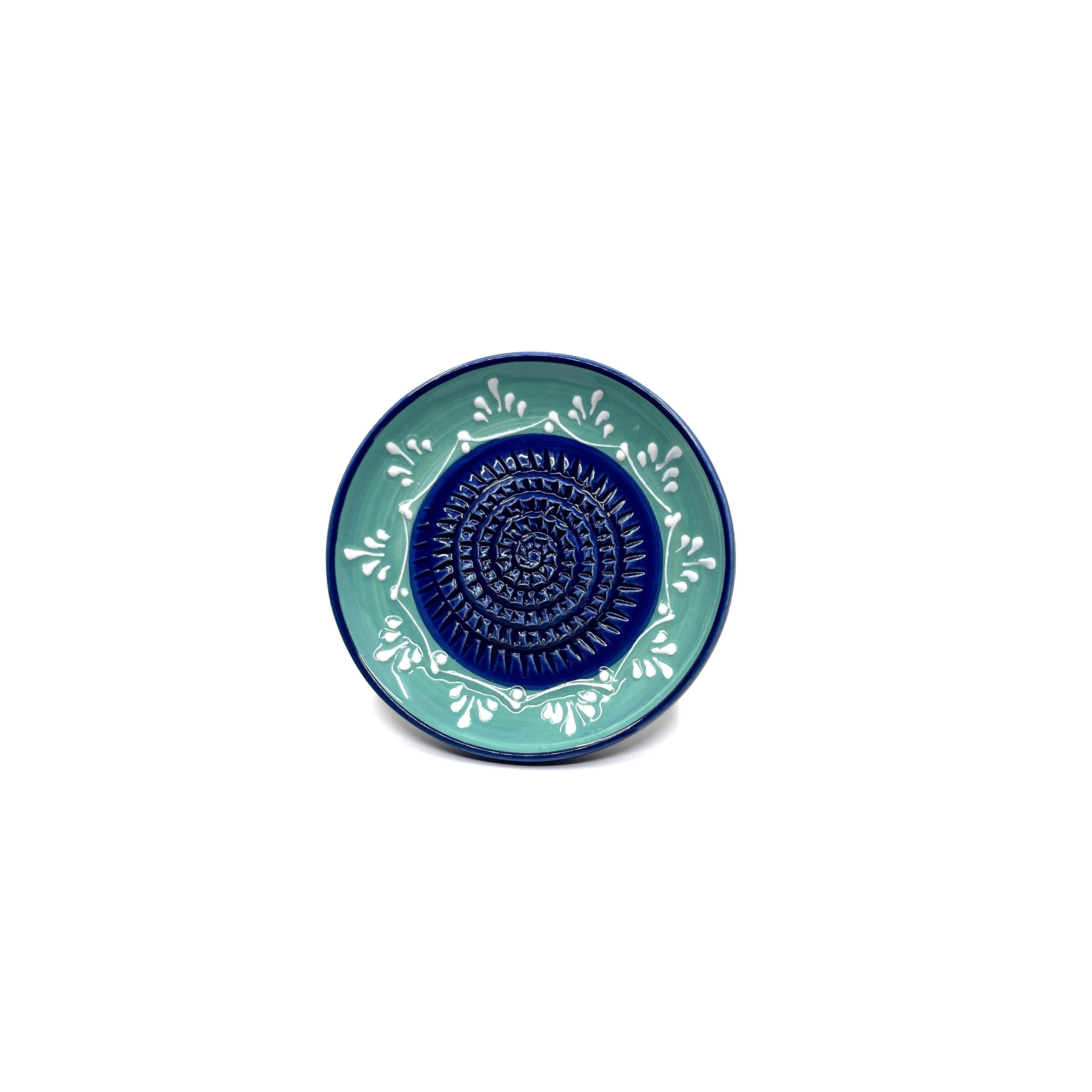 Kaladia Multireibe Reibeteller in türkis und blau, Keramik, handbemalte Küchenreibe - Made in Spain