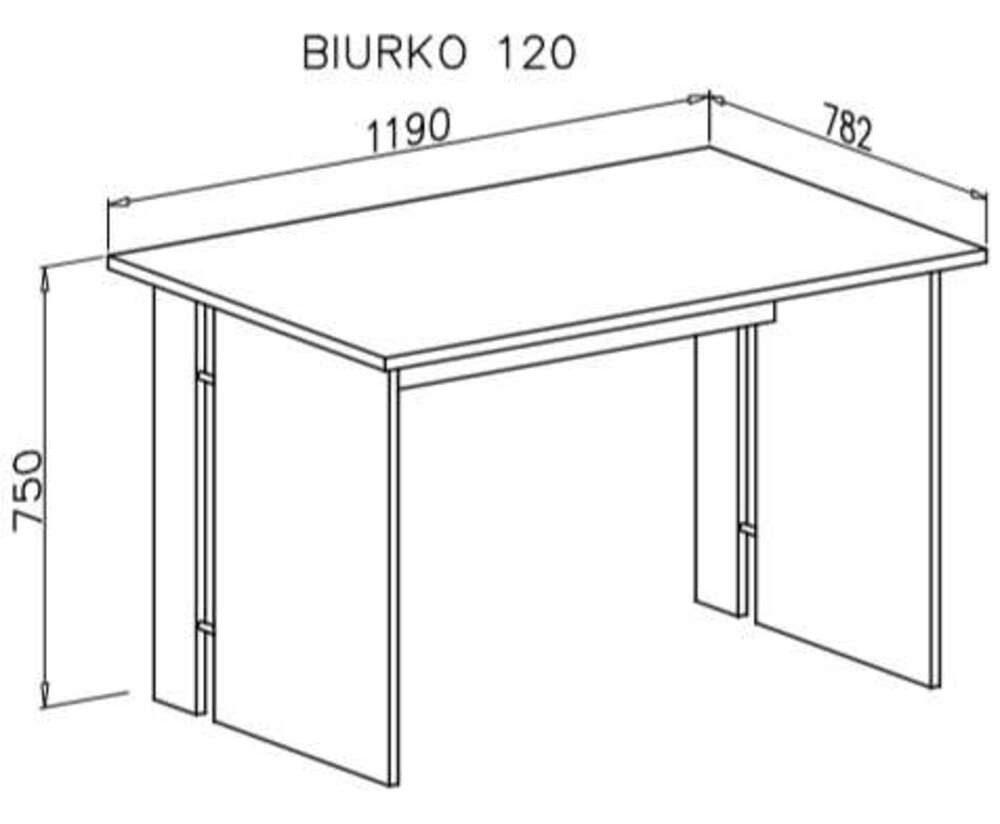 Lookway Schreibtisch Omera Eiche Sonoma 120 cm, Breite: 119 cm Höhe: 75 cm Tiefe: 78,2 cm – Bild 4 von 4