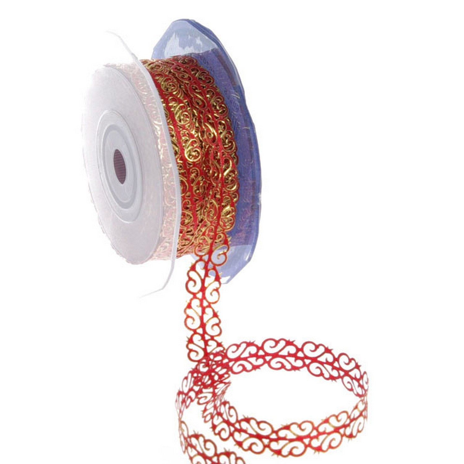 Deko AS Dekoband Geschenkband "Vine Ribbon" - rot-gold - 12mm - 20m - 92102 30, Leicht zu verarbeiten