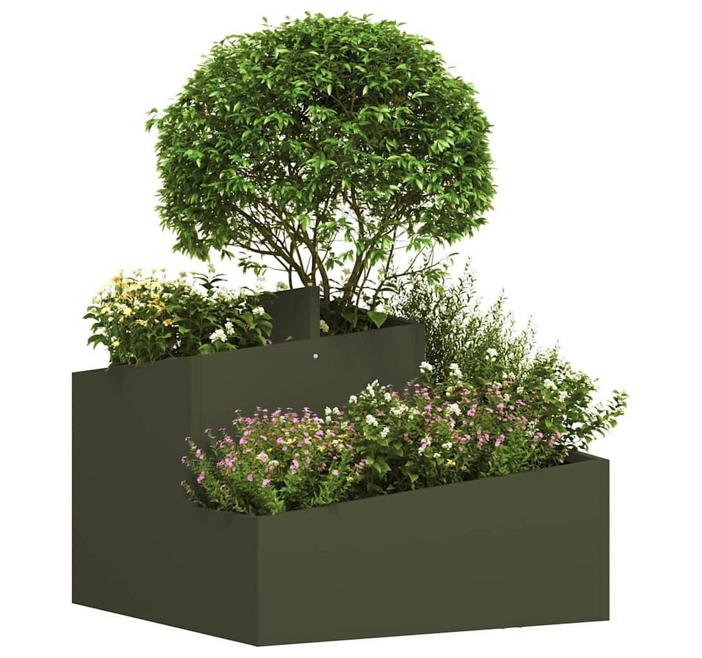 Thumbnail - vidaXL Blumentopf Gartenblumentopf Olivgrün 60 x 60 x 50 cm Stahl (1 St)
