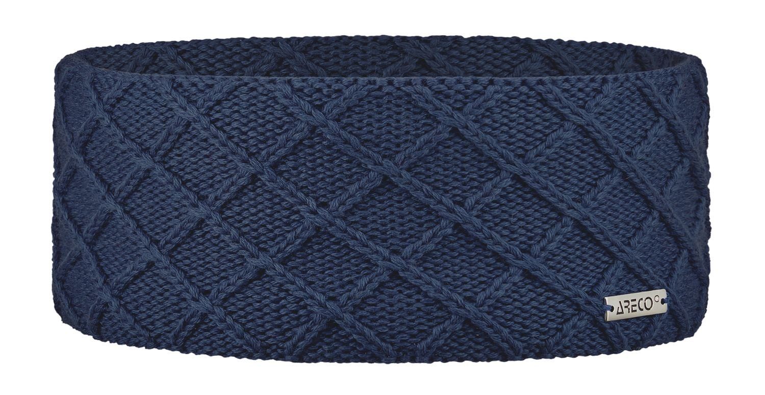 Fleeceband Stirnband marine innen Areco Stirnband 570 Gitter-Muster