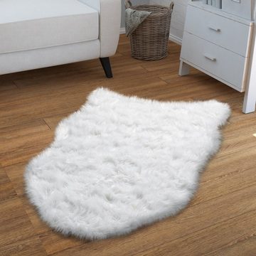 Fellteppich Wohnzimmer Hochflor Teppich Kunst-Fell Design, TT Home, rund, Höhe: 64 mm