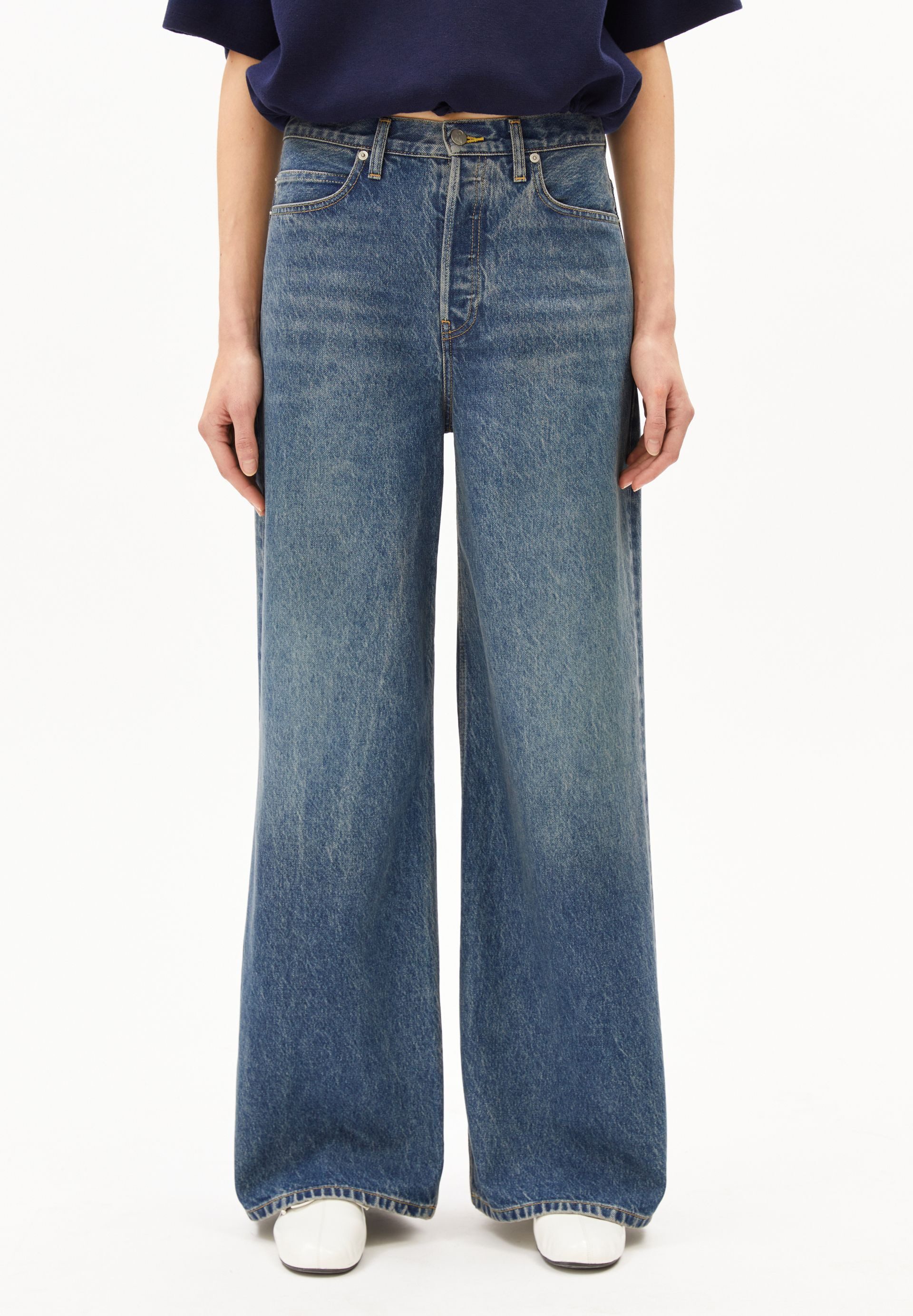 Armedangels Weite Jeans ATHENAAS Jeans aus Bio-Baumwoll Mix non stretch (Non-Stretch, Loose Fit) High waist