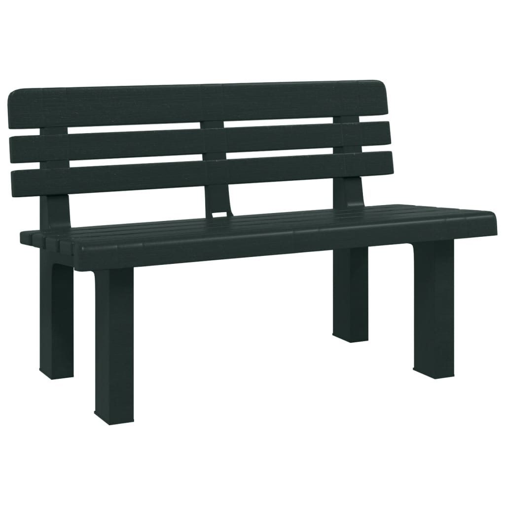 furnicato Gartenbank Polypropylen 110 x 52 x 71 cm Grün, Hitzebeständige Sitzbank mit bequemer Rückenlehne für die Veranda