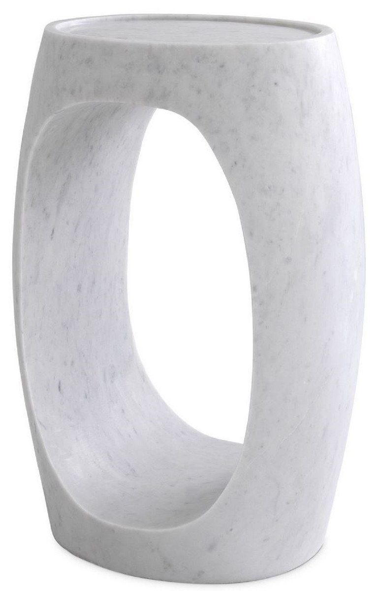 Casa Padrino Beistelltisch Luxus Marmor Beistelltisch Weiß 37 x 29 x H. 55,5 cm - Marmor Möbel - Luxus Qualität