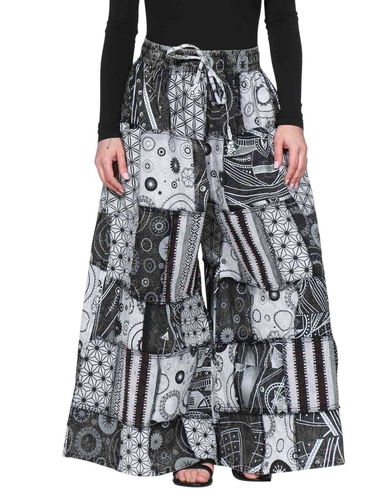 KUNST UND MAGIE Schlaghose Damen Hose Palazzohose Patchwork Baumwolle Freizeit