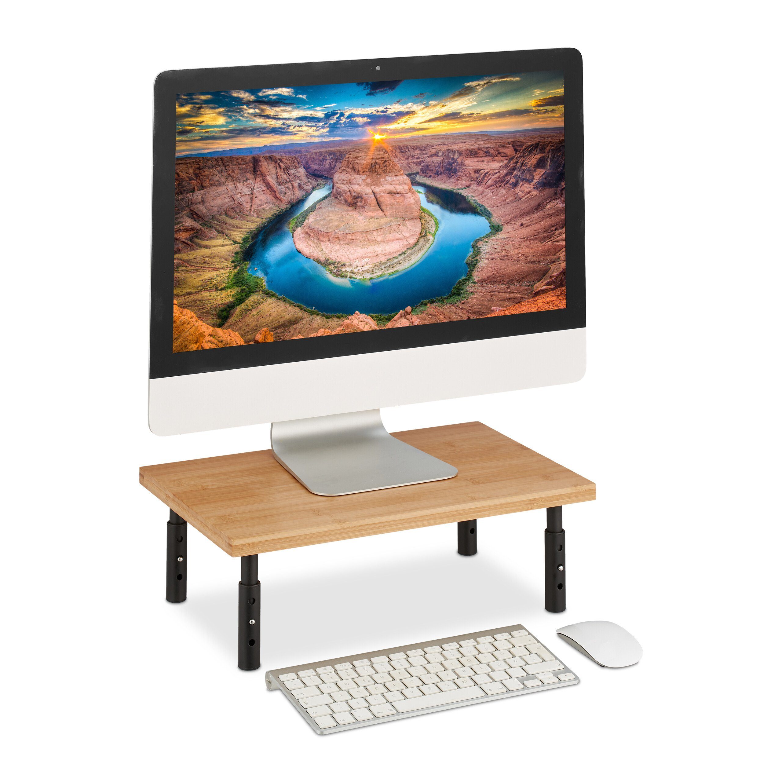 relaxdays Monitorständer Höhenverstellbarer Monitorständer, (Einzelartikel, 1-tlg)