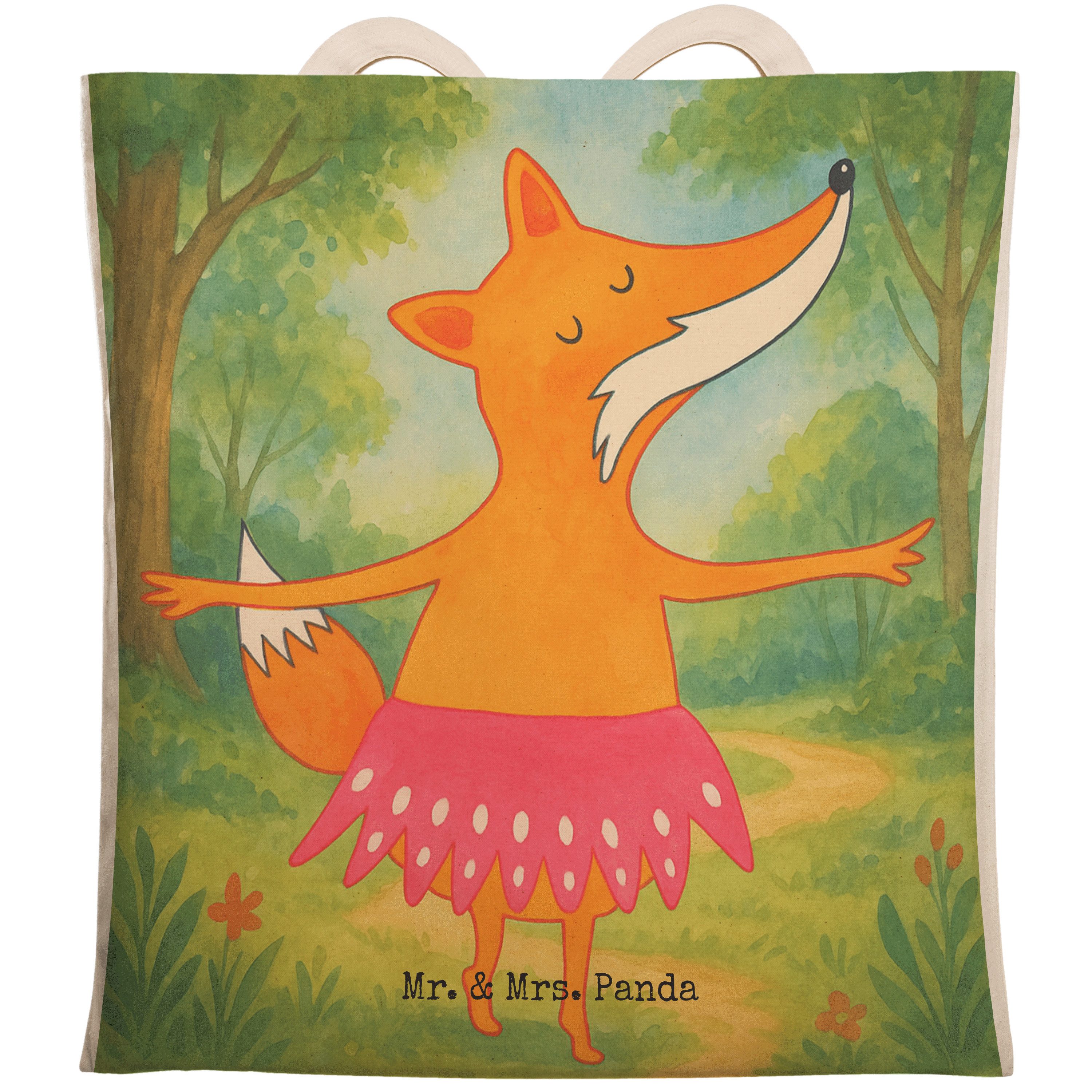 Tragetasche Fuchs Ballerina Design, Tote Bag, Weiß, shopping bag, Stofftragetasch